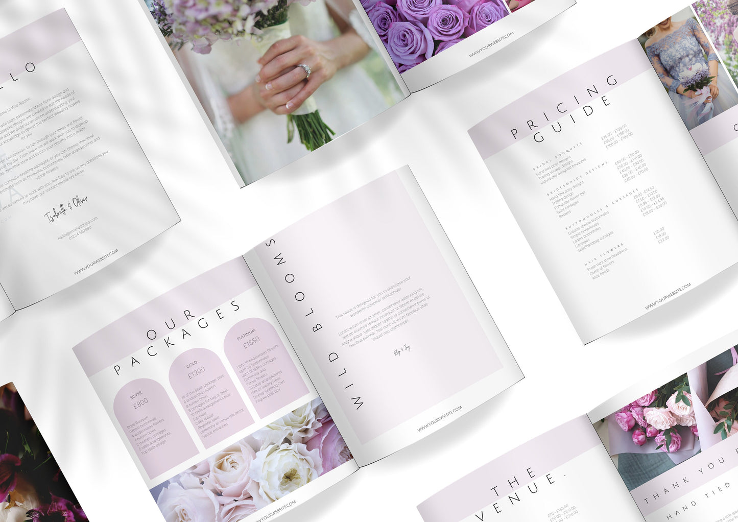 Wedding Florist Pricing Guide -  Brochure for Florists - Florist Templates that are easy to edit, Wisteria