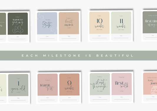 NEW Puppy Milestone Cards Printable, Print at Home, Mark your precious puppy Moments Muted Colours