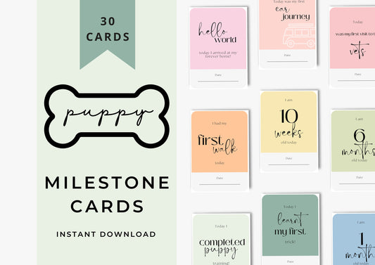 NEW Puppy Milestone Cards Printable, Print at Home, Mark your precious puppy Moments, My Sunshine Edition