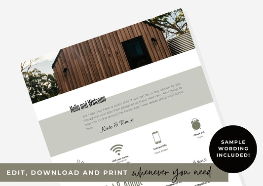 Welcome Book Template for Airbnb, VRBO and Holiday rental Hosts A4