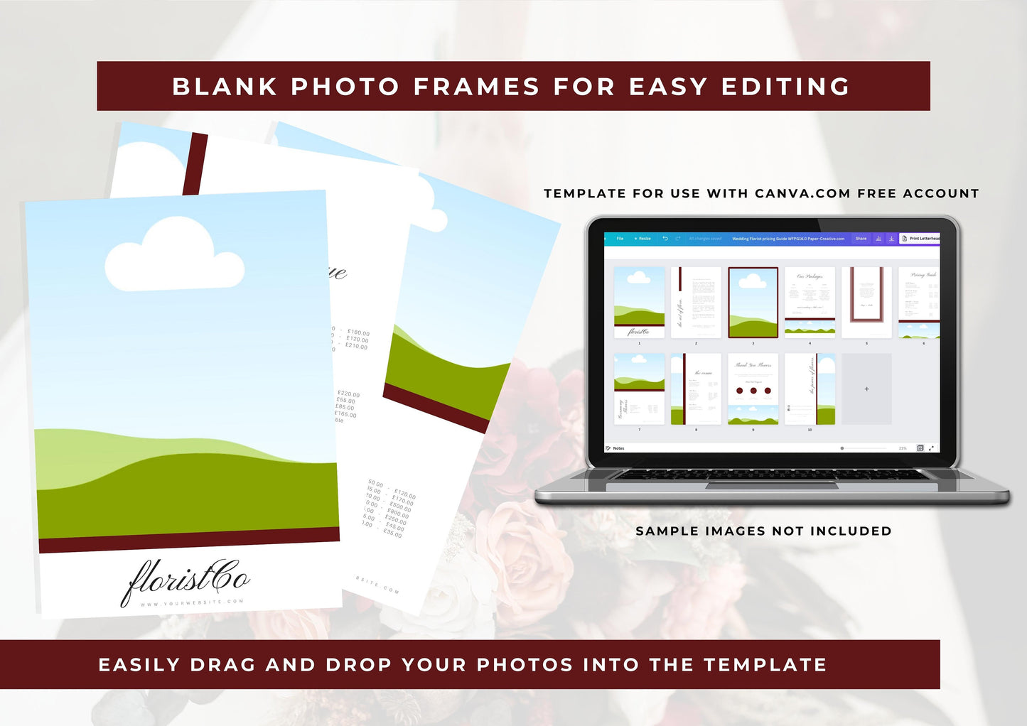 Wedding Florist Pricing Guide - Welcome guide - Template for Florists - Florist Templates - Guide - Florist Brochure - Deep Rose