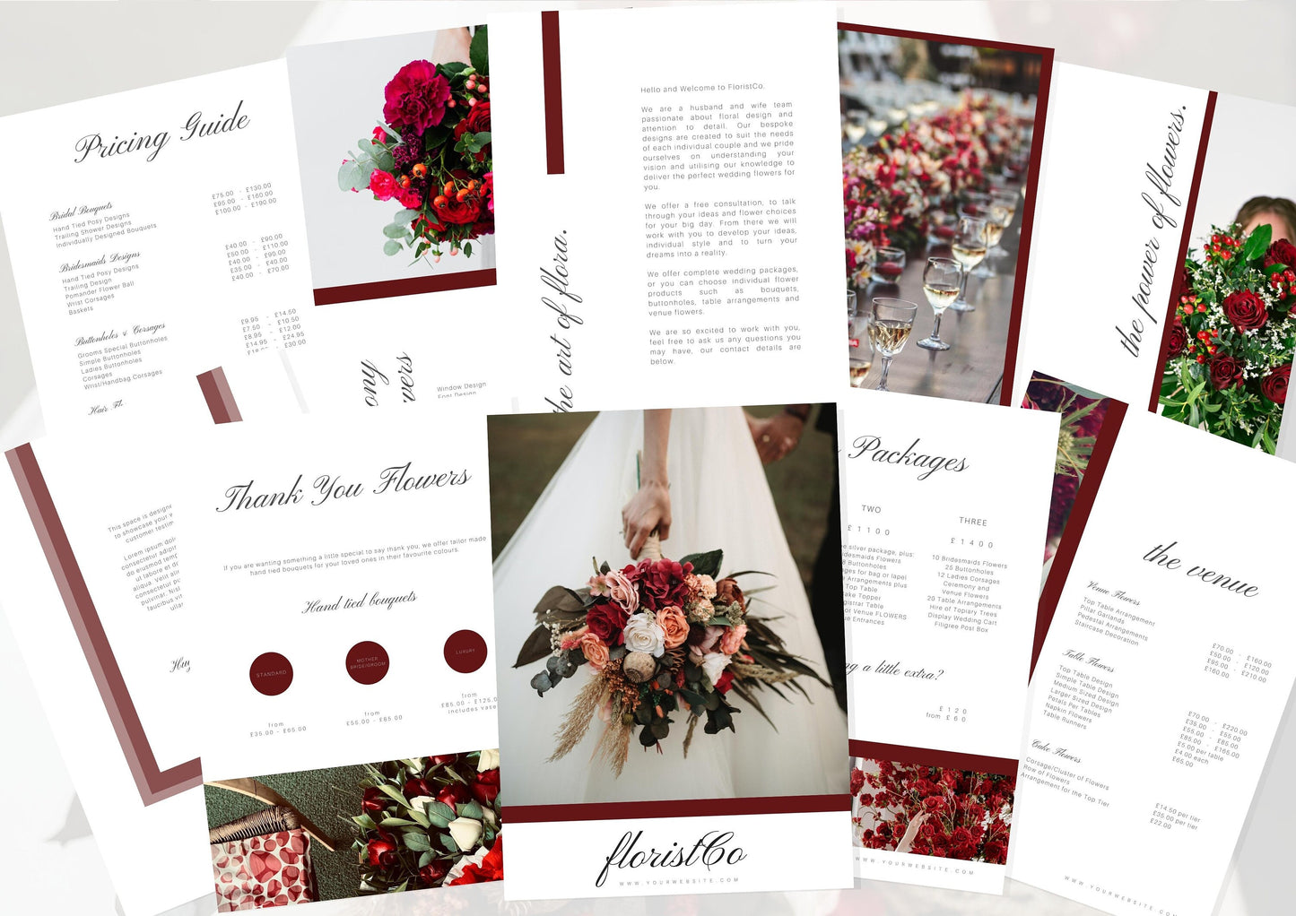 Wedding Florist Pricing Guide - Welcome guide - Template for Florists - Florist Templates - Guide - Florist Brochure - Deep Rose