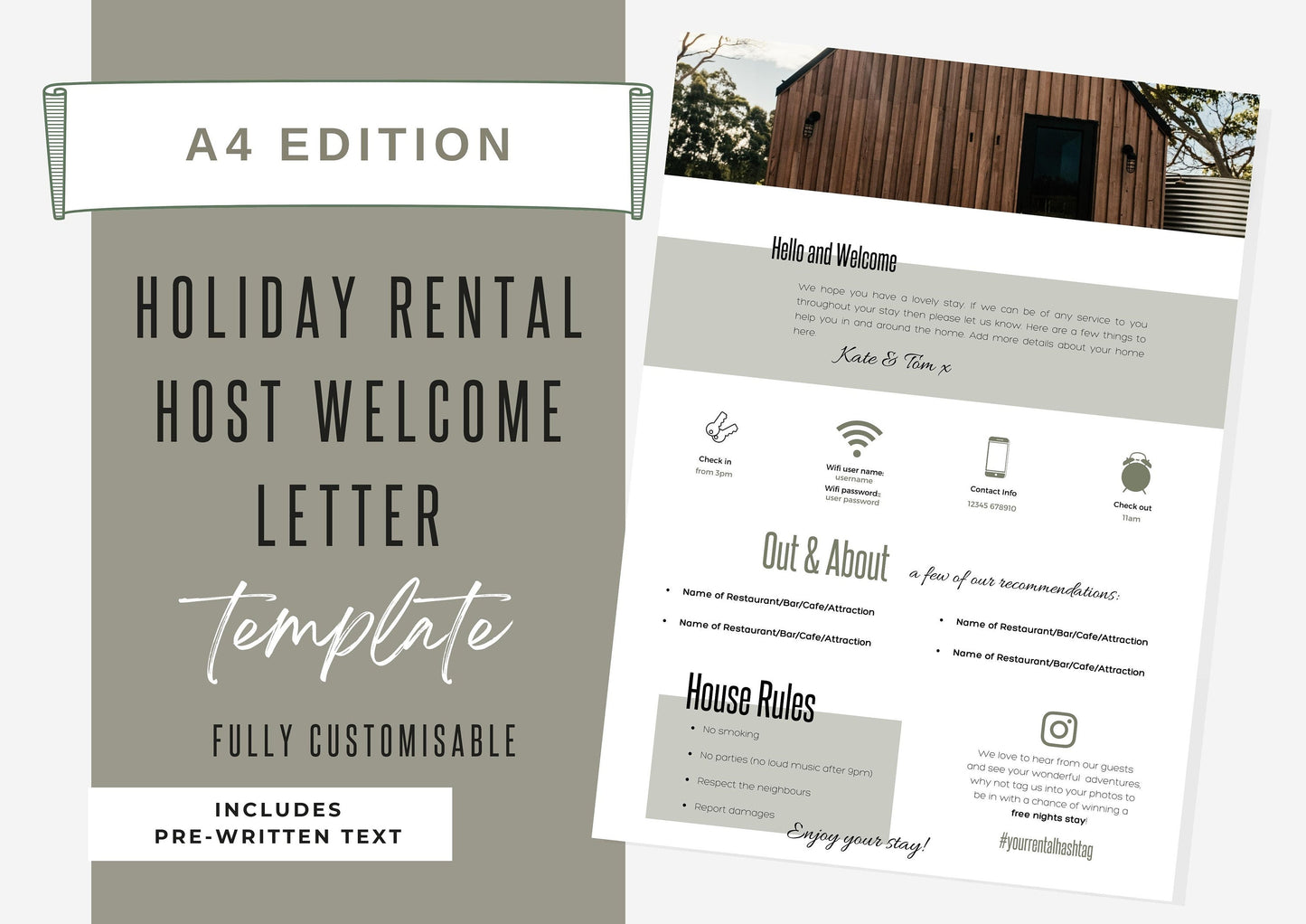 Welcome Book Template for Airbnb, VRBO and Holiday rental Hosts A4