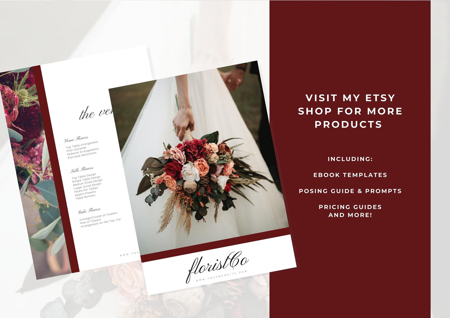 Wedding Florist Pricing Guide - Welcome guide - Template for Florists - Florist Templates - Guide - Florist Brochure - Deep Rose