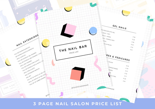 Nail Salon Services Pricing Menu | Pricing Guide | Nail Salon Template | Brochure Template | Business Template | digital download