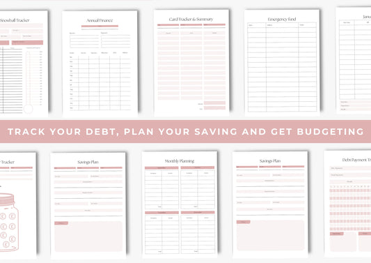 Debt and Finance Planner Bundle A4 Rose