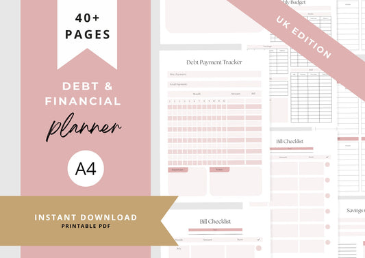 Debt and Finance Planner Bundle A4 Rose