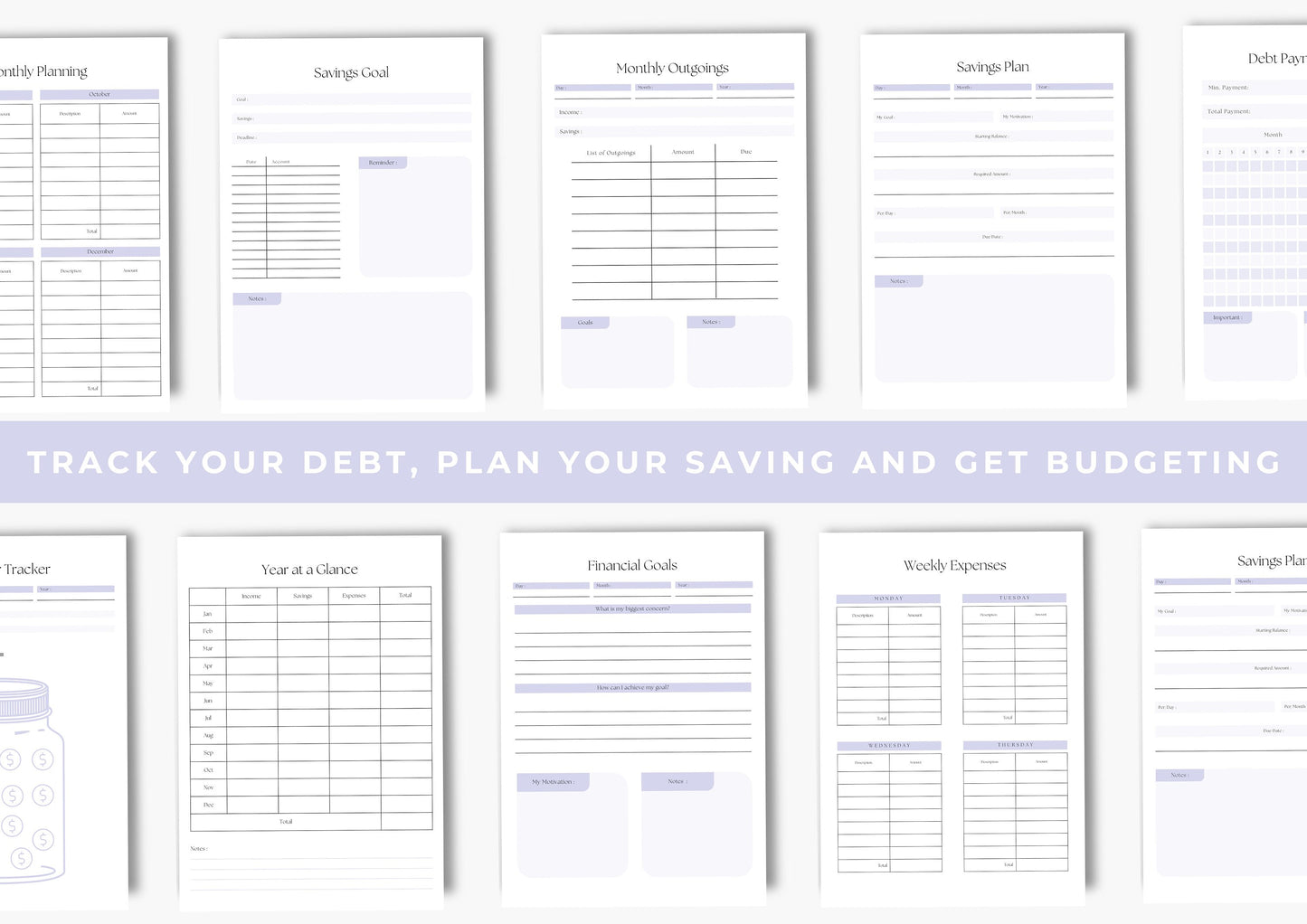 Debt and Finance Planner Bundle US Letter Thistle