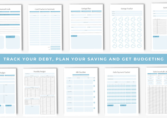 Debt and Finance Planner Bundle US Letter Aqua