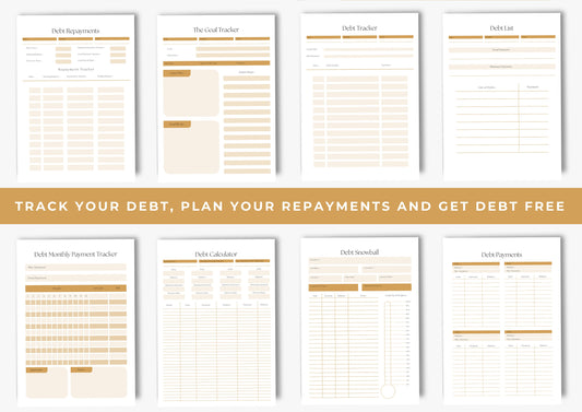 Debt Repayment Planner, Debt Tracker, US Letter, Printable Planner, Biscotti