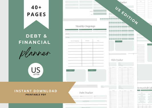 Debt and Finance Planner Bundle US Letter Pistachio