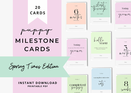 Puppy Milestone Cards | Printable | Print at Home | Mark your precious puppy Moments | Instant Download | Summer Berries Edition